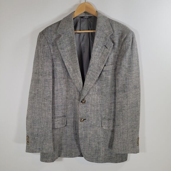 Vintage CORPORATE CASUALS 100% Silk Gray Blazer Jacket Sz XL 2 Button Classic - Picture 10 of 11